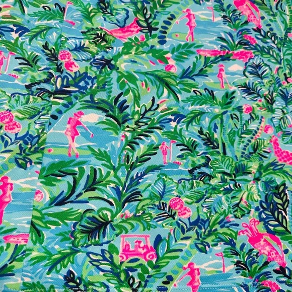 Lilly Pulitzer Luxletic Sleeveless Golf Polo Top Blue Green Tropical Print XL - Picture 3 of 10